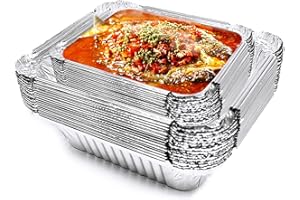 Jicyor 50 Pièces Barquette Aluminium 1100ml - Plat Jetable pour Congélation, Grillage, Cuisine, Restauration et Stockage