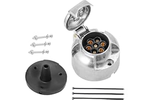 DARKGUARD 1 Pedazo Zócalo 7pines Metal Remolque 12v ISO1724,Impermeable,Zócalo Caravana 7Pines Hembra,Adaptador 7pin per Remolque,Conector 7polos 12v per Agrícola Remolque Camión Caravana (DG78S-1)