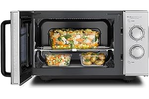 CASO MG 25 Ecostyle Ceramic - Forno a Microonde 2 in 1 senza piatto girevole con grill da 1000W - Capacità 25L - Timer fino a 30 minuti - grande - argento