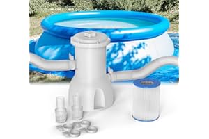 Evoio Pool Filter Pump Above Ground, 530 Gallons Swimming Pool Filters Cartridge Pump, Electric Pool Water Pump for Pools Sand Cleaning Tool Set