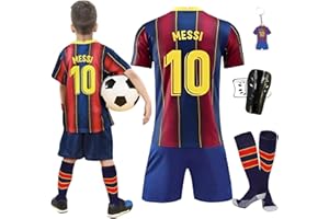 Byhsoep Koszulka piłkarska,Zestaw piłkarski dla dzieci Jersey z T-shirtem,Piłka nożna sportowa koszulka z szortami, skarpetami i ochraniaczem kolan