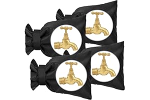 OFFCUP Outside Tap Covers for Winter, 4pcs Thickened Outdoor Tap Cover, Large Outdoor Tap Cover Large Insulated Protector Outdoor Faucet Covers for Winter from Freezing Bursting (Black)
