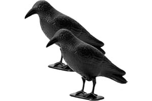 OFFO Corbeau Anti-Pigeon, Effaroucheur Oiseaux Exterieur, Anti Pigeons pour Balcon, Toit et Jardin, Effaroucheur Pigeons, Corbeau Noir en Plastique (2 Pièce)