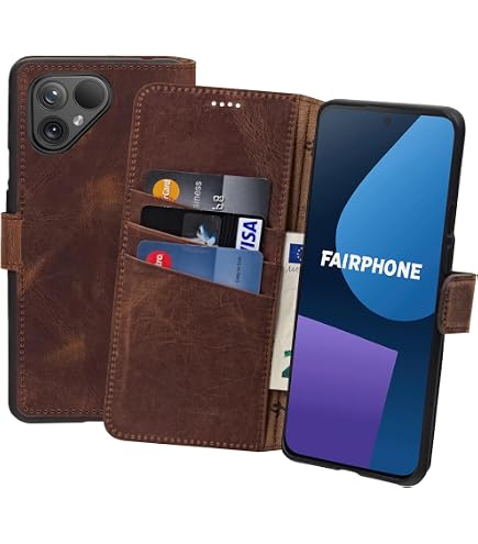 Moex Lederhülle Für Fairphone 3/3 Plus – Mit Geldbörsenfunktion, Kartenfächern & 360° Schutz, Blau