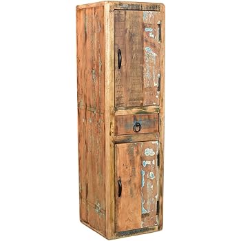 Woodkings Bad Hochschrank Kalkutta recyceltes Holz bunt rustikal