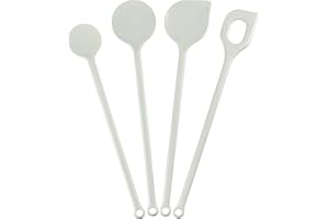 Kigima Kochlöffel Set 4 Stück in Weiß– Hochwertige Küchenutensilien aus hitzebeständigem Kunststoff – ideales Küchenhelfer Set für Ihre Küche – vielseitiges Kochbesteck Set
