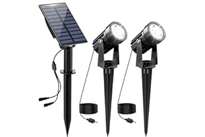 NATPOW Faretti Solari a Led da Esterno, 2 in 1 6000K Luci Solari da Giardino, Dusk to Dawn, Auto ON/OFF, Impermeabile IP65 Luci Esterne ad Energia Solare per Cortile, Patio, Alberi