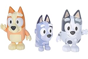 Bluey Figuren-Set mit Bingo und Cousins Muffin und Socks, bewegliche Gelenke - offizieller Bluey-Sammelartikel