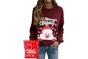 Xnova Sudadera Navidad Mujer Sin Capucha, Casual Sudaderas Navidad Cuello Redondo Familia Xmas Jumper Pullover Manga Larga Christmas