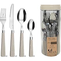 Amefa - Servizio di posate multiuso, Serie: Eclat, in cofanetto, Acciaio Inox ABS SAN, grigio, Ménagère 32 couverts pour 8 personnes