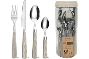 AMEFA PRADEL ESSENTIEL - Ménagère 24 couverts de table pour 6 personnes - Paille - Acier inoxydable 18/0, Finition Standard - Taupe