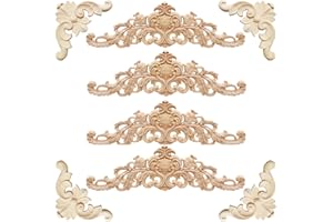 TANGGER 6 STK Holz Schnitzerei Deko 30×8.5cm&10×10cm Geschnitztes Holz (D143)