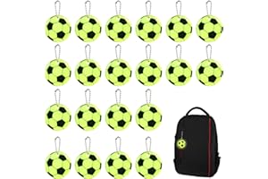LIQWEI 20 Stück Reflektor Anhänger Fussball, Sicherheits Schlüsselanhänger Fußball Reflektoren Anhänger mit Kette, Leuchtanhänger Schulranzen für Schultasche Kleidung Rucksack Haustiere