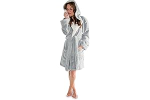 CelinaTex XS-XXXL Bademantel Kapuze zweifarbig kurz aufgesetzte Taschen Damen Mikrofaser Kuschelfleece OEKO-TEX Miami