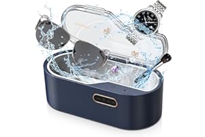 BUBBACARE Ultraschallreinigungsgerät Brille, 450ml Ultraschallgerät mit 4 Zeiteinstellungen 45KHz, Professioneller Ultraschallreiniger für Schmuck, Brillen, Uhren, Silber, Ringe, Halsketten, Rasierer, Münzen