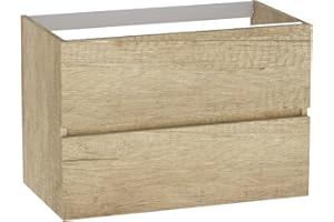 Baikal Modular Mueble de Baño de 2 Cajones, Suspendido en Pared, Módulo de Baño, en Melamina 16mm. Mueble MONTADO. Combinable con Cualquier Top. Mueble 2 Cajones 80 cm Nature