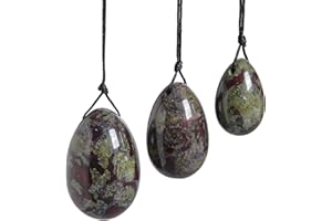 Nupuyai Dragon Blood Stone Crystal Stone Yoni Eggs Set of 3, Drilled Massage Stone for Women Kegal Exercise Eggs Strengthen Pelvic Floor Muscles