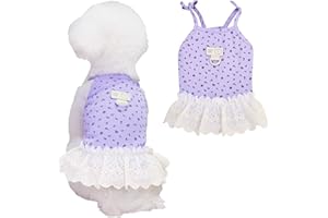 Yaopelky Hundesommerkleidung für kleine und mittelgroße Hunde und Katzen, Gänseblümchen, niedliches Haustierkleid mit D-Ring, ärmellos, Welpen-Outfits, Hunde-Shirt für Shih Tzu, Yorkie, Chihuahua,