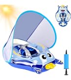 IEEILULU Bouée Bébé Requin Avec Pare-Soleil UPF50+ Et Jouets – Flotteur Piscine 6-36 Mois