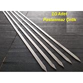 10 Adet 55 Cm Paslanmaz &Ccedil;elik Krom Şiş Kuşbaşı-Tavuk-Kanat- Kebap Şişi Adana &Ouml;m&uuml;rl&uuml;k