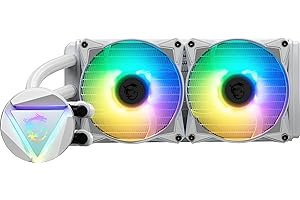 MSI MAG CORELIQUID 240R V2 Blanc Kit AIO Watercooling CPU, Tête Waterblock ARGB Rotative, Pompe de Radiateur Intégrée, Disposition Split-Flow, Tuyaux Anti-Évaporation, Compatible AMD & Intel