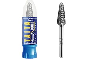 TAITATOOLS Carbide Burr 1/4" Shank, SL-4 Tungsten Double Cut Rotary Die Grinder Bits - Cutting Burrs for Milwaukee, Dewalt and Makita Die Grinder Accessories - Wood Carving Metal Working & Sturdy Storage Case