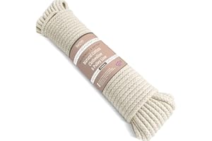 SMITH'S 2015 “The Strongest” Natural Cotton Clothesline Pulley by Smith’s® | 20m/66ft X 5.5mm | Soft Braided 130kgs Pulling Force Rope | Snag & Tear Resistant | 1 Year Guarantee!