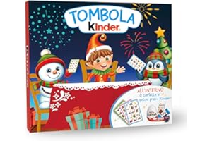 Kinder Tombola - 23 Snack Dolci al Cioccolato Assortiti con Cartelle e Tabellone Idea Realo e per Feste in Avvento, a Natale e Capodanno, 205 grammi