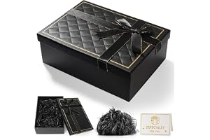 Presentförpackning med lock (25 x 18 x 8,5 cm) Svart diagonal rutig presentförpackning
