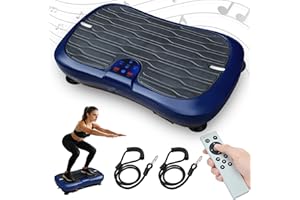 TRICLICKS Vibration Plate Exercise Machine, Fitness Vibration Plate Platform with Built-in Bluetooth Speaker & 2 Resistance Bands, Whole Body Workout Vibrating Plate For Weight Loss Lymphatic Drainage