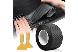 pangdapengpeng Carbon Folie Auto, 5 cm x 10 m Einstiegsleisten Schutz, Selbstklebend Auto Einstiegsleisten Schutz mit 2 Kunststoffschabern für Die Meisten Autos wie SUVs und Limousinen (Schwarz 10m)