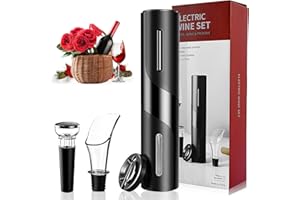 LIEBERWELL Elektrisches Korkenzieher Set, 4 in 1 Professioneller Elektrischer Weinflaschenöffner, Automatischer Batteriebetriebener Korkenzieher mit Folienschneider und Vakuumstopfen, für Küche/Bar/Party