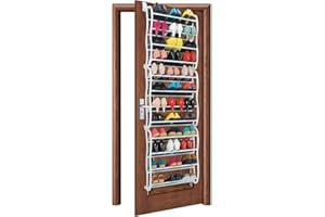 AMOS 36 Pair Over the Door Hanging Hook 12 Tier Shoe Rack Adjustable Shelf Organiser Holder Storage Stand Space Saving