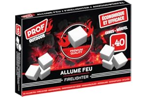 POLYFLAME Prof Lot de 40 Cubes Allume-Feu Ultra Efficaces, Allumage Sûr et Rapide, Combustion Longue Durée, Économique, Idéal pour Cheminée, Barbecue, Poêle à Bois, Survie et Plein Air, 40807013