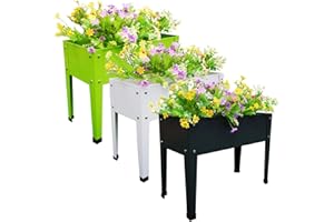 Chicreat 80719 Raised Bed Plant Box, Dark Grey, White, Green, 60 x 27 x 45cm (3-Pack)