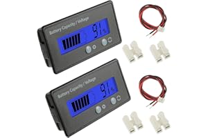 EPLZON JAMHER 2 Pieces Battery Capacity Voltmeter Monitor, DC 12V 24V 36V 48V 72V 84V Message Battery capacity for Lead Acid and Lithium ion Battery Power Indicator (Blue light)