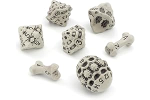 LYNX Set Dadi D&D - Set di 7 Dadi Poliedrici Teschio e Ossa per GDR/RPG - D20, D12,%D10, D10, D8, D6 & D4. DND Dice Set/Dadi D&D Particolari per Warhammer, Pathfinder, Dungeons & Dragons Gadget (Bianco)