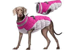 Kuoser Cappotto Invernale per Cani, Giacca Calda Impermeabile per Cane con Fodera in Pile, Gilet Riflettenti con Colletto in Pelliccia & Cerniera, Antivento Animali Domestici Abbigliamento da Esterno