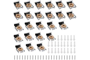 EMHTHME 24 Pezzi Clip per Specchio, Ganci per Specchio A Muro, Clip Per Specchio Da Bagno Ganci, Clip Specchio a Molla Gancio Specchio con prigionieri e Viti, per Appendere Oggetti Incorniciati, Specchi