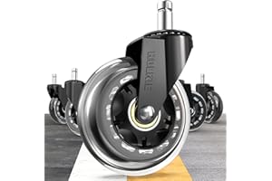 HOLKIE Ruedas Silla Oficina Set de 5 Ruedas para Muebles 11 x 22 mm Apto para Todo Tipo de Suelos Pisos de Madera y Alfombras Reemplazo Sillas Oficina Goma Suave y Silencioso para Sillas