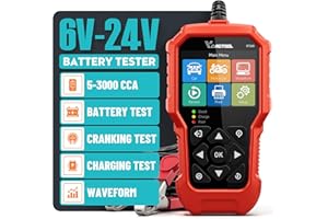 Car Battery Tester 6V 12V 24V VDIAGTOOL BT500, 5-3000 CCA Battery Load Tester, Starter Alternator Tester Automotive Charging Cranking System Analyzer, Batteries Checker for Car Truck Motor SUV Boat