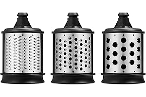 KitchenAid Accessoire Râpes - 5KSMEMVSC - Supplement de 3 Pièces de Râpes pour Légumes, Fromage et Plus - Trancheuse Rapide - Inox
