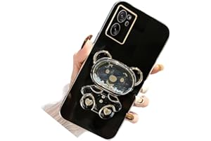 TIVENFEZK Nadoli für Xiaomi 13T Pro Treibsand Bär Ständer Hülle,Karikatur Glitzer Überzug Galvanisierte Make-up Ständer Weiche Silikon Kratzfest Handyhülle Schutzhülle