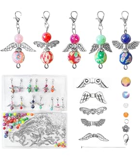Portachiavi Bomboniere Kit Bomboniere Fai Da Te Kit Fai Da Te - 50 Set Con Perline E Ciondoli - Per Creazioni Personalizzate Portachiavi Set Portachiavi Angelo Custode