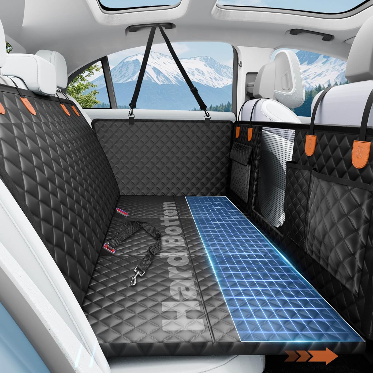 Funda Coche Perro, Impermeable, Antideslizante, Antiarañazos del dura Extensión del Asiento Asiento para Protector Coche Perros Asiento Trasero, Hamaca Viaje Mascotas para la Mayoría de Coches, SUV