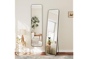 ‎DRIPEX Dripex Ganzkörperspiegel, 150 x 40 cm Standspiegel, Wandspiegel oder Großer Spiegel mit Ständer, robuster Aluminiumrahmen, großer Ankleidespiegel für Schlafzimmer, Wohnzimmer, Schwarz