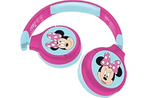 Lexibook Minnie, 2-in-1-Bluetooth-Kopfhörer für Kinder, Stereo, Wireless, Wired, Kindersicher, für Jungen Mädchen, faltbar, Rosa/blu, HPBT010MN