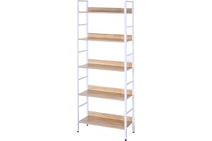 eSituro Estante para Piso de Metal de Cocina Almacenamiento Organizador Multifuncional para Libros Plantas con 5 Estantes Metal + MDF 60x27,5x160CM SSTR0023