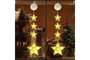 CNMTCCO 2 Stück LED Sterne Weihnachtsbeleuchtung, Weihnachtsdeko Fenster Lichter, Stern Fenster Lichter,Beleuchtet mit Batteriebetriebene, Timer, 2 Modi,für Fest,Party,Hochzeit,Weihnachten Deko