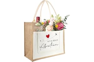 TARKLANDA Jutetasche Abschiedsgeschenk Jute Shopper Bag mit Auf Ins Nächste Abenteuer, Jute Einkaufstasche Geschenk für Kollegin, Rentner, Freund, Reisende zum Abschied, Ruhestand, Geburtstag, Weihnachten